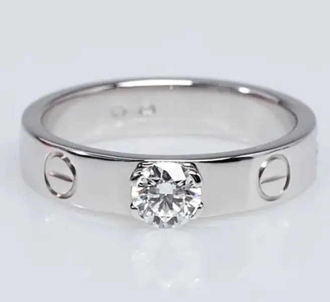Pre-owned Cartier LOVE Solitaire Ring Brilliant Cut DIA, 0.24ct, White Gold, Non Full Set