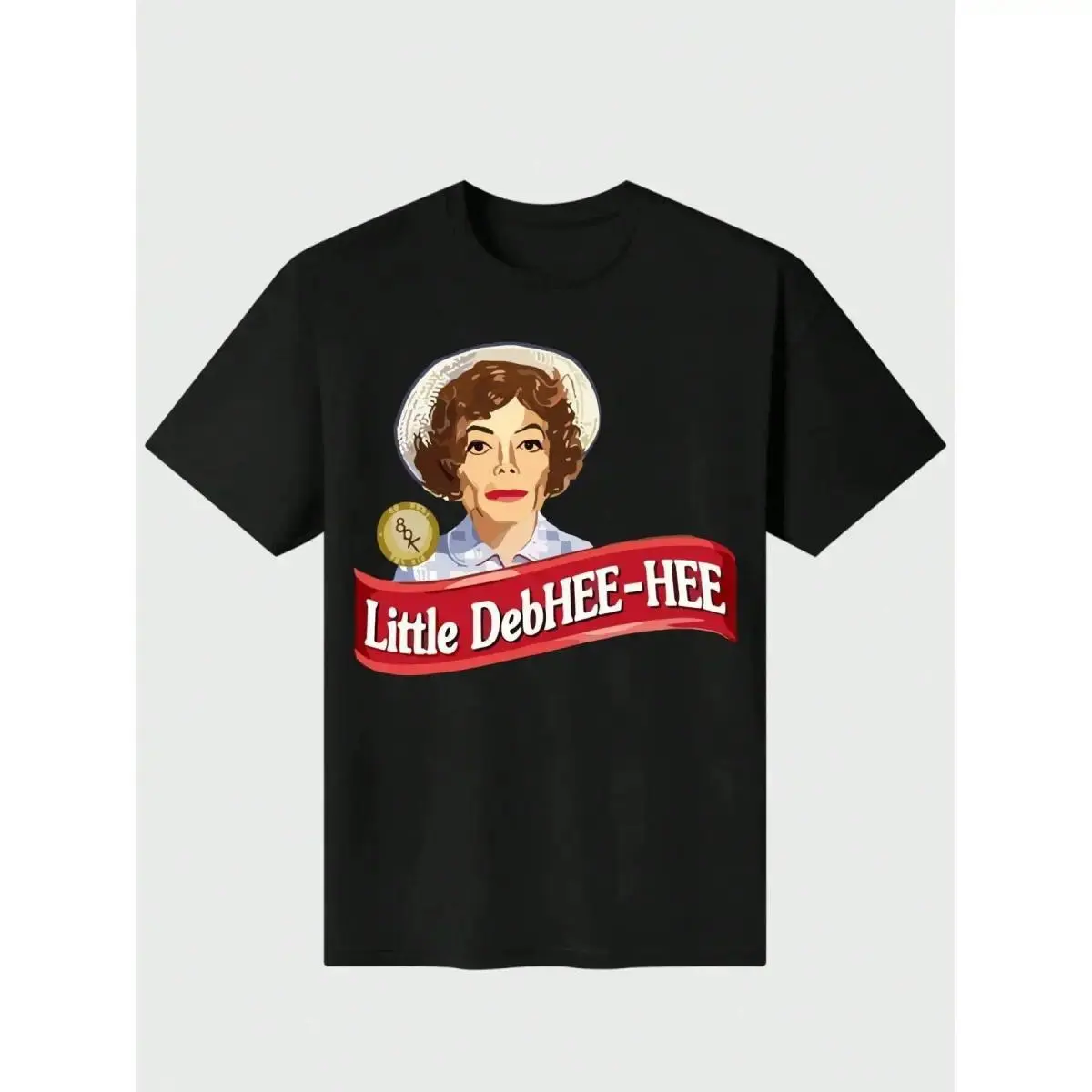 Little Debhee-Hee Debbie Parody Meme Graphic Crew Neck Tee, 180G Heavy Cotton Fitted Short Sleeve Top, Casual Digital Print Streetwear Apparel For Men Daily Outfits