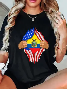 100% Cotton Ecuadorian Blood Inside Me T-Shirt | Ecuador Flag Gift T-Shirt Fabric Summer
