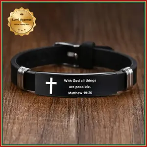 Adjustable Silicone Christian Cross Bracelet Engraved Bible Verses Inspirational Faith Wristband for Daily Wear & Religious Gifts Style With Spirit