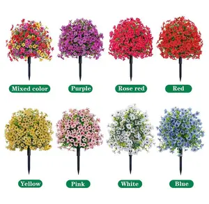 artificial flowers for outside Artificial Flowers for Outdoor Patio, Fake Flowers with Ground Stake, UV Resistant Faux Plants for Garden Porch Yard, 60cm No Fade Artificial Floral Arrangements for Home Wedding Decor