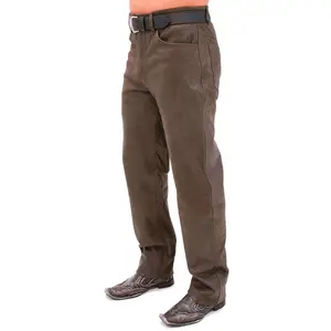 JAMIN LEATHER® Rich Brown Leather Pants #MP754N - Classic Style with Pocket, Soft Fabric, Distressed Design, and Black Belt