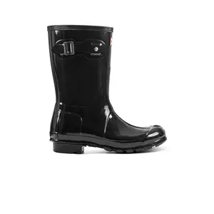 Hunter Original Short Gloss Boot in Black