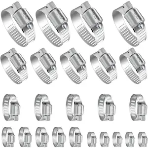 24PCS Adjustable Stainless Steel Hose Clamps, 1/4“-2” (6-51mm) Stainless Steel Hose Clamp Assortment Kit Our Hose Clamps Are For Home,Garden With Hose Hose Connections