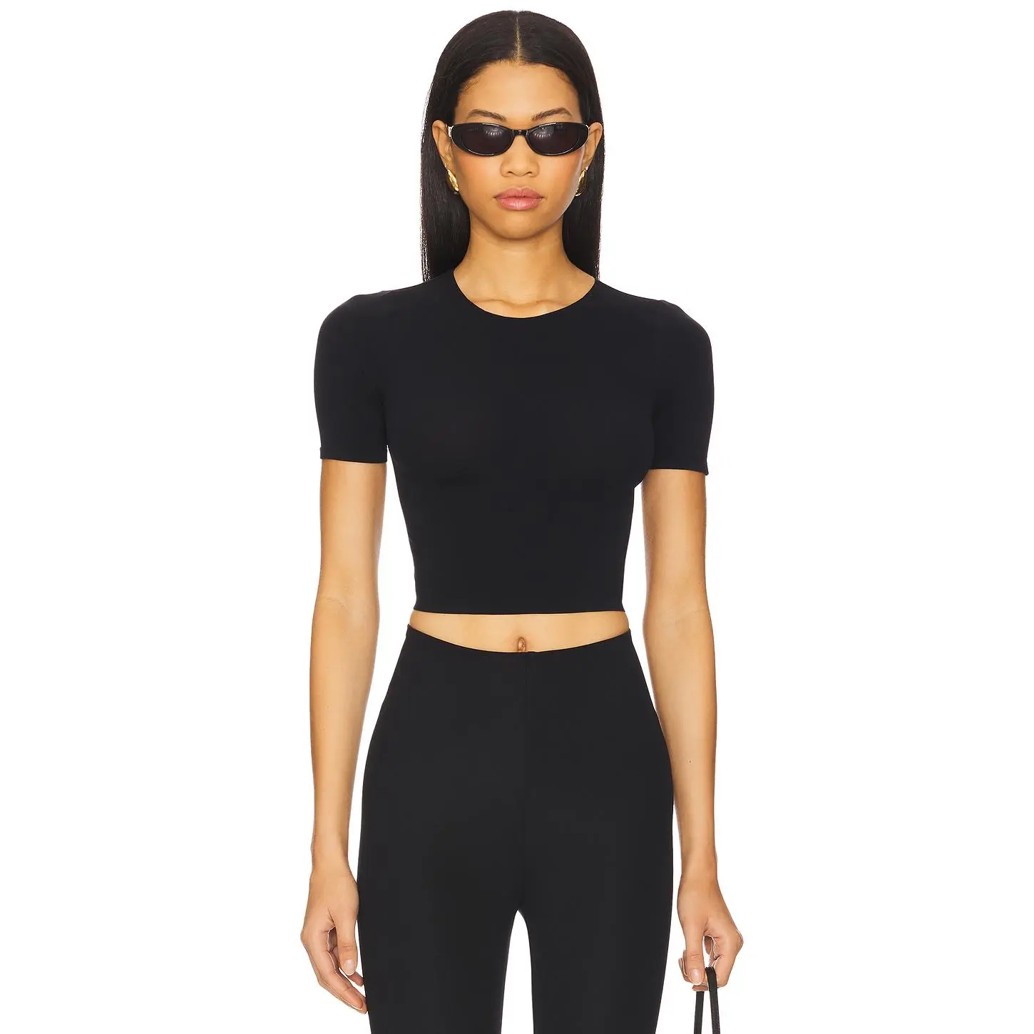 Commando Ballet Body Cropped Crewneck Tee in Black