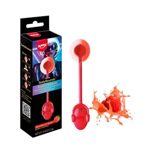 Amos TastySounds Lollipop with Music Strawberry - Integrated Music Feature for Entertainment and Treats - Perfect for Sweet and Tunes Lovers