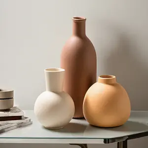 Ceramic Vase Set of 3 for Pampas Grass,Aesthetic Room Decor, Boho Flower Vases for Living Room, Coffee Table, Shelf