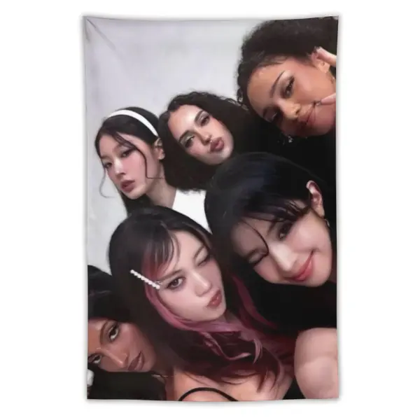 Katseye Polyester Tapestry, 3x5 FT Decorative Wall Hanging for Kpop Fans - Bedroom Decoration, Kitchen Home Decor Accessory