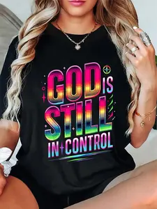 God Still Controls Faith T-Shirt - Religious Apparel with Divine Design Comfortable Short Sleeve Crew Neck Top for Church Prayer & Casual Attire - Spiritual Gift