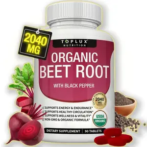 Toplux Organic Beet Root Tablets - Nitric Oxide Booster Beetroot Supplement 2040mg - Organic Beet Root Supplement: Looking for all natural flow