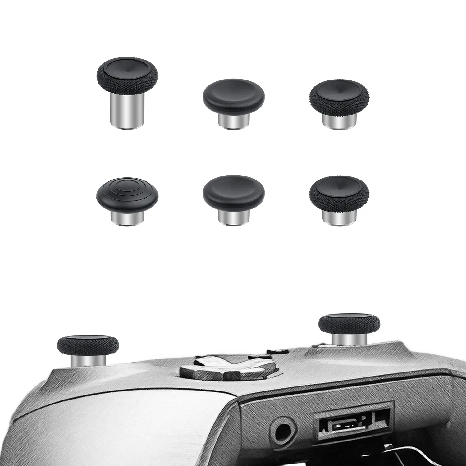 Mcbazel 6-Piece Steel Metal Magnetic Multi-Size Thumbsticks & Custom Buttons Replacement Set, Accessories for Xbox Elite Series 2 Controller, Six Pieces