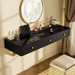 47" Floating Shelf with Drawer, Multi-Purpose Wall-Mounted Vanity Table, Mounted Desk, Floating Table for Bedroom, Bathroom, Hairdressers