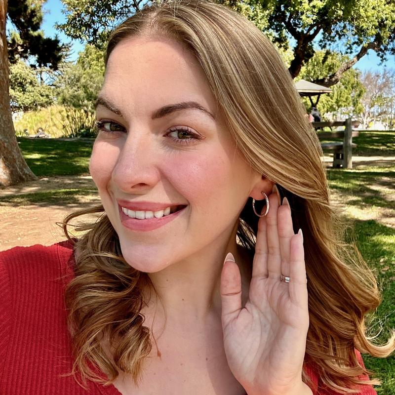 Cate & Chloe Bianca 18k White Gold Plated 25mm Hoop Earrings for Women – 34 Simulated Diamond Crystal Hoops – Hypoallergenic, Lead & Nickel Free Lightweight Earrings with Secure Latch Back – Premium Gift Box Included, American Owned Brand