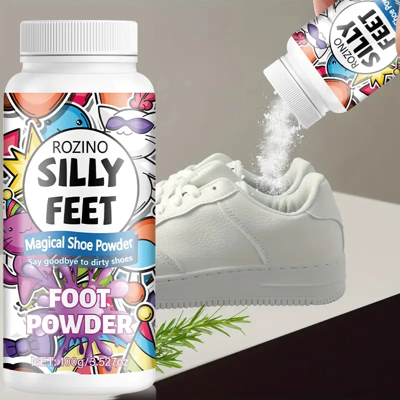 Rozino Silly Feet Magic Shoe Powder 100g, Shoe Powder Odor Control, Clean Shoes, Odor Removal, Shoe Deodorizer, Shoe Odor Eliminator, Long-Lasting Freshness, Suitable for All Shoes, Daily Care