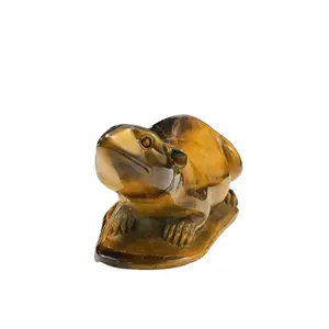 Tiger eye stone  mouse carving