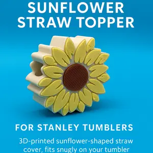 3D Printed Sunflower Straw Topper: Stanley Cup Accessory