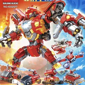 Fire Zone Guardians 8-in-1 Combiner Building Blocks Set NO.60227 8 Fire Rescue Vehicles Merge into Giant Robot Firefighter Mecha 480 Pieces Unique Imaginative Play Viral Toy 2026