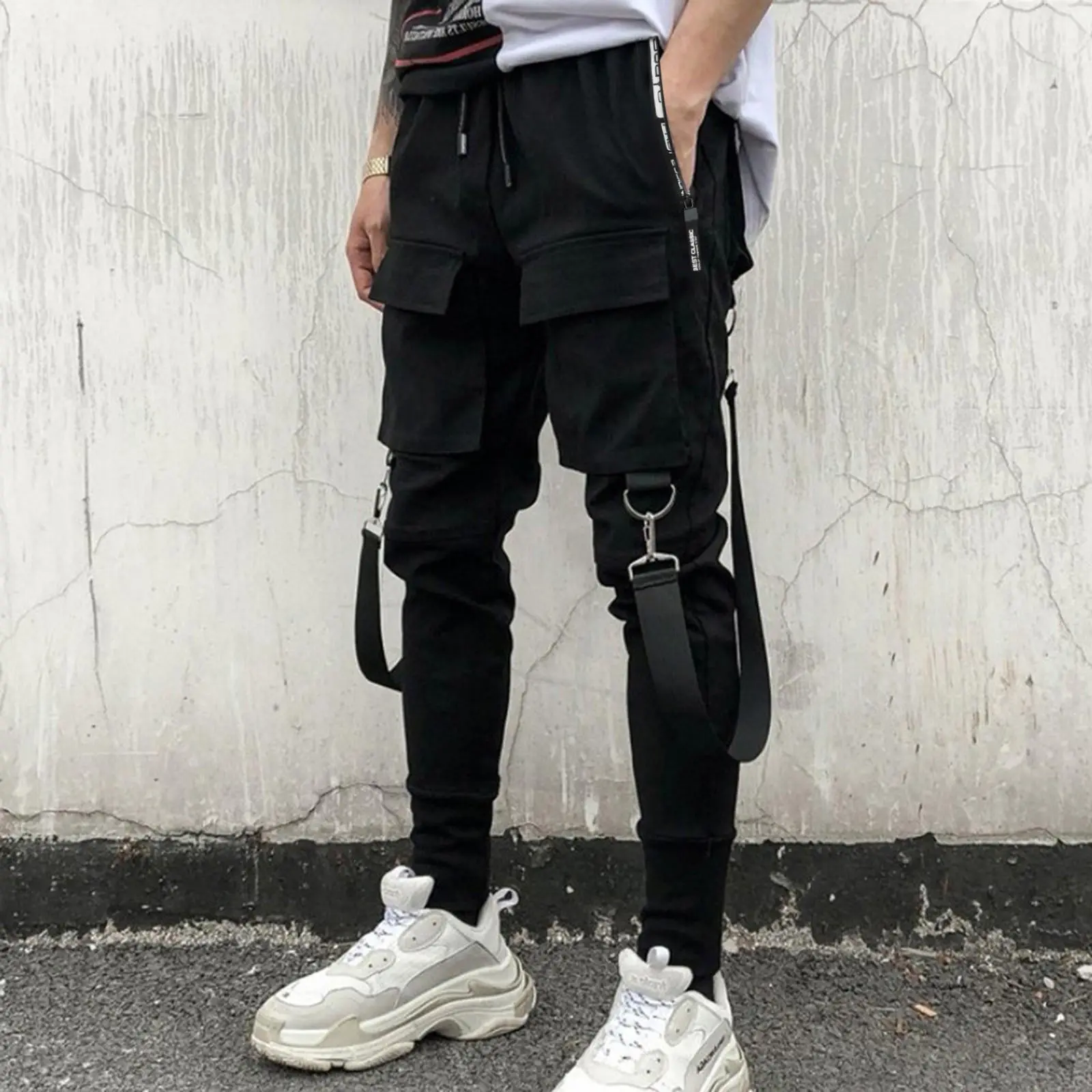 Men's Cargo Pants – Side Pockets, Hip Hop Patchwork Sweatpants, Outdoor Pencil Trousers for Men, Long Fitness Trousers