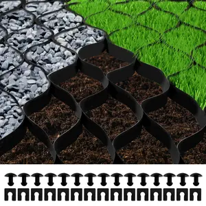 Father's Day Gift VEVOR Ground Grid, 1885 lbs per Sq Ft Load Geo Grid, 2" Depth Permeable Stabilization System for DIY Patio, Walkway, Shed Base, Light Vehicle Driveway, Parking Lot, Grass, and Gravel