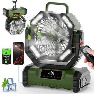 Featwell Touch Control LED Camping Fan 20000mAh Portable LED Camping Fan with USBRechargeable Battery & Built-in Light | Compact Outdoor Cooling Fan for Tents.Fishing, and Hiking | Rugged Outdoor Design, Versatile Outdoor Fan, Campingc
