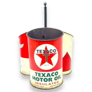 Chevron Retro Vintage-Inspired Texaco Oil Can Metal Caddy, Desk Organizer Tidy, Table Organizers, Desktop Accessories, Stationery Holder