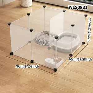 Transparent Pet Fence for Small Animals, DIY Assembly Yard Fence, Suitable for Dogs, Rabbits, Hamsters, Squirrels, Turtles, Transparent Design, Portable Bunny Playpen