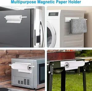Magnetic Paper Towel Holder for Fridge, Toilet Paper Roll Holder Magnetic Paper Towel Rack Wall Mount Fridge Organizer for Papers Towels Roll Bathroom Toilet Garage RV Decor Kitchen Organization White