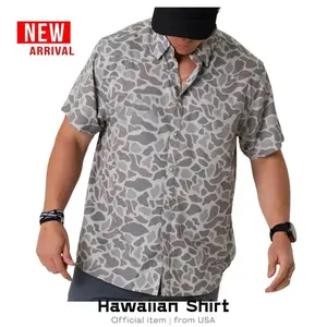 Men’s Performance Western Shirt – Classic Deer Camo, Lightweight Stretch Button-Up for Hunting, Ranching & Outdoor Wear Casual Printed Tropical