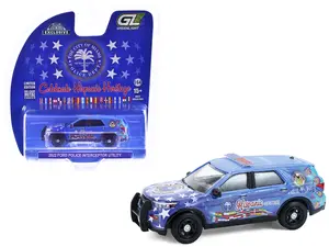 2022 Ford Police Interceptor "Miami Police Dept Hispanic Heritage Month" Blue with Graphics 1/64 Diecast Model Car by Greenlight