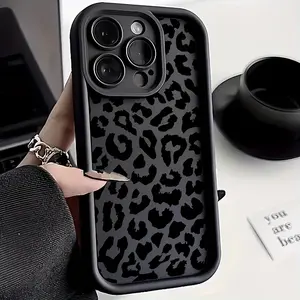 A Stylish Black Leopard Print High Bamboo TPU Phone Case, Compatible with Iphone 17,16, 15, 14, 13, 12, And 11 Pro Max.