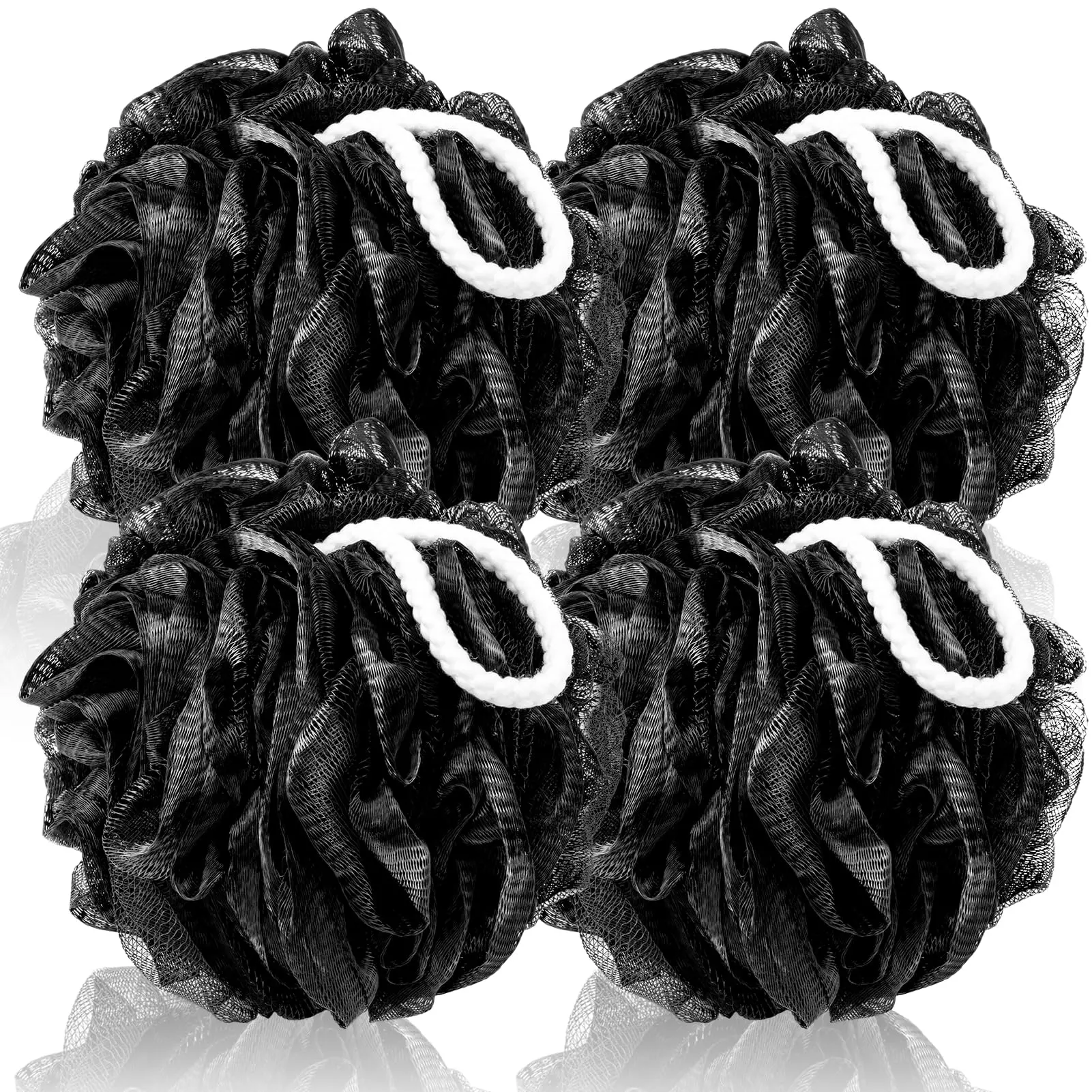 Loofah Sponge Xxl-100g 4 Pack  Bath Soft Mesh Shower Puff For Men Body Scrubber Women Accessories (black)
