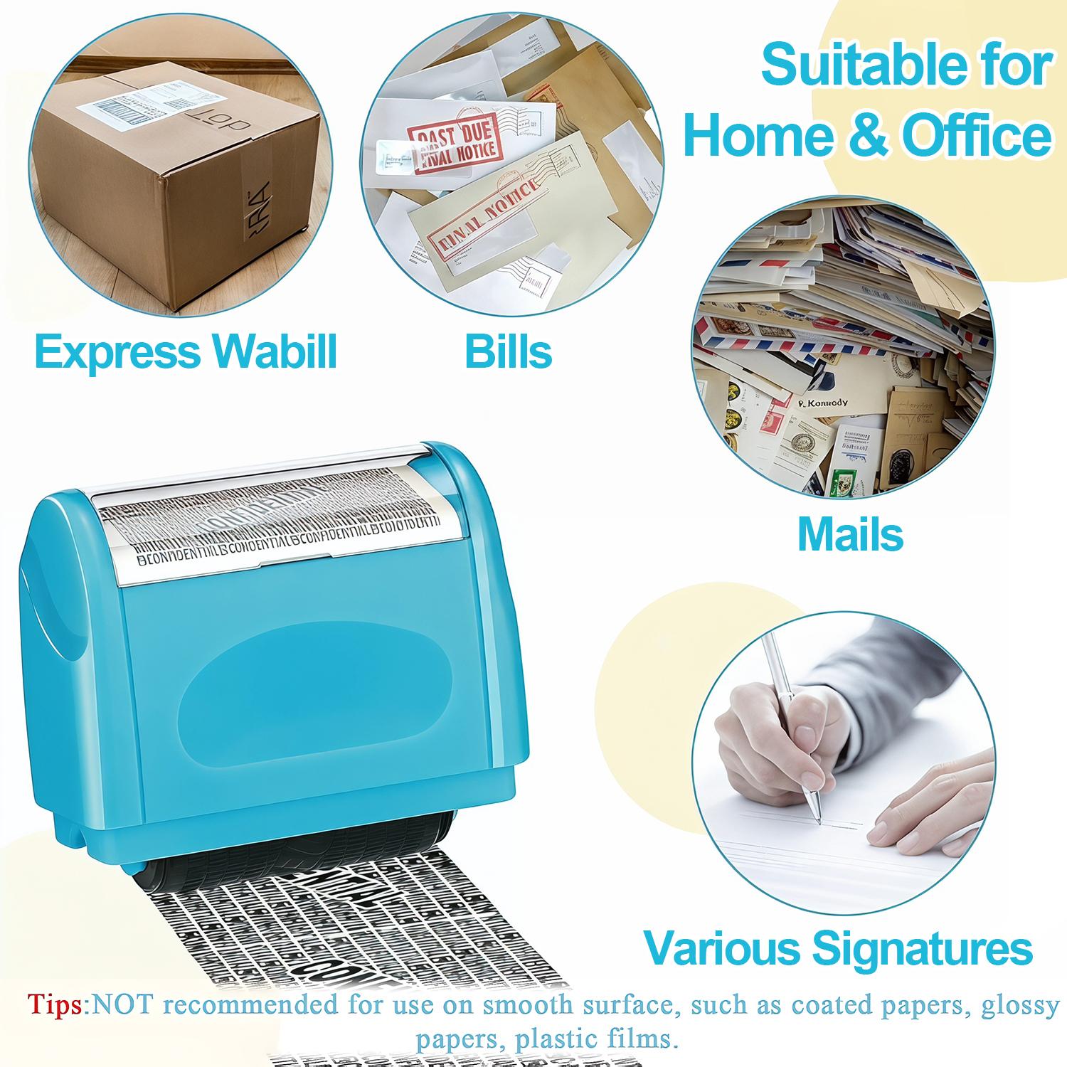 EMPTAN Identity Protection Confidential Roller Stamp with 3 Ink Refills, Wide-Coverage Security Blocker for Address, ID & Private Data (Identity Theft Prevention Tool), Confidential Stamp