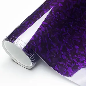 Ultra Glossy Purple Forging Carbon Fiber Vinyl Wrap Film Self Adhesive Car Motorcycle DIY Sticker Decal Decal For Cars Multipurpose Car Decal Car Decals With Air Release