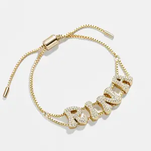 Bubble Ice out Custom Name Bracelet Personalized Sparkling Adjustable Bracelet