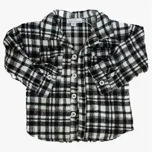 Kinsley Shacket - Black & White Plaid Twill
