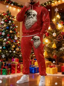 Men's Autumn/Winter Santa Claus Hoodie Set Casual Close fitting Christmas Style Hoodie Comfortable Daily Fashion Multiple Color Options