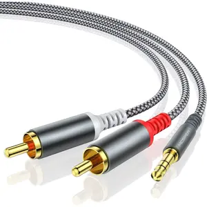 RCA to 3.5mm AUX , (6.6 ) 3.5 mm 1/8 to RCA 2-Male Headphone Jack Adapter Splitter  Stereo Audio Cord for Connects a Smartphone, Tablet, HDTV