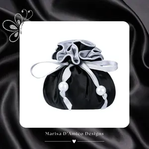 Marisa D'Amico Drawstring Jewelry Pouch in Satin Fabric, 8 Interior Pockets