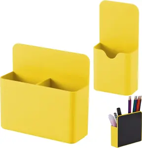 Magnetic Pen Holder,2 Pack Magnetic Dry Erase Marker Holder with Generous Compartments,Strong Magnet Storage Marker Pen Pencil Organizer for Refrigerator,Whiteboard,Locker Accessories KITANIS
