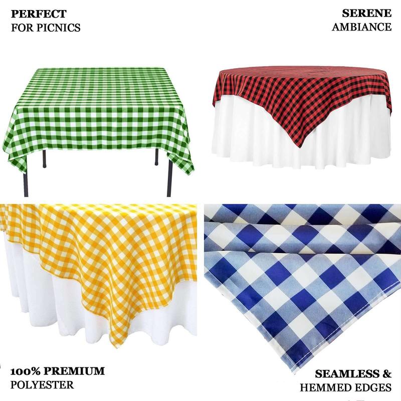 Polyester 54"x54" Square Tablecloth White/Navy Blue - Checkered Buffalo Plaid Design for Casual Table Settings