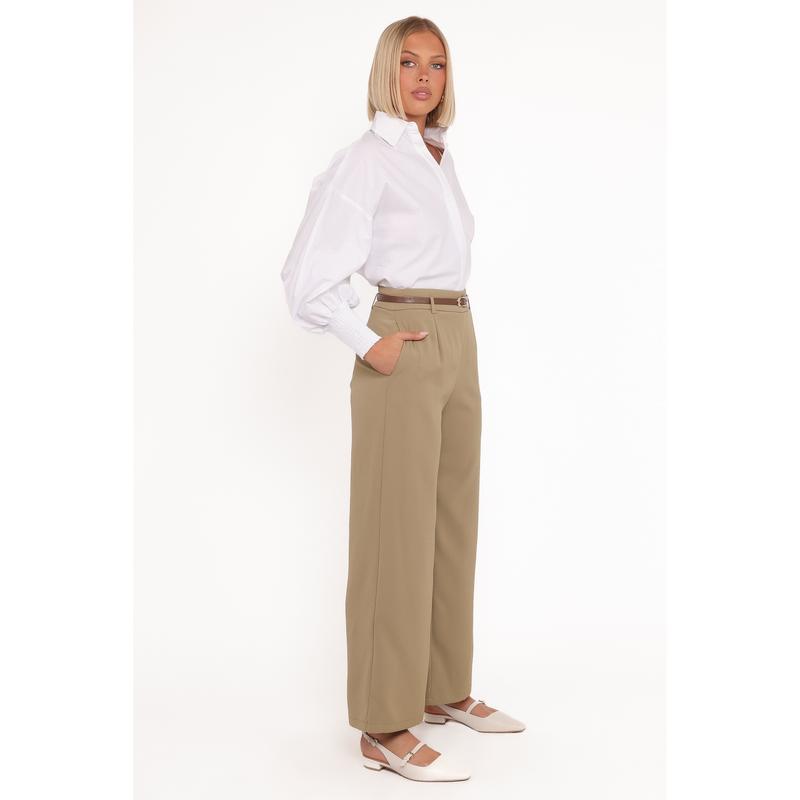 Ceres Belted Wide Leg Pant - Olive
