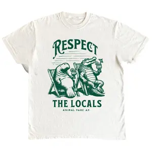 Respect The Locals Vintage T Shirt Everglades Florida Crocodile Manatee Shirt Gift Florida Lifestyle, Everglades Funny Florida Tee Alligator- Unisex Menswear & Womenswear - Streetwear Tops - Casual Cotton Crewneck Shortsleeve Tshirt