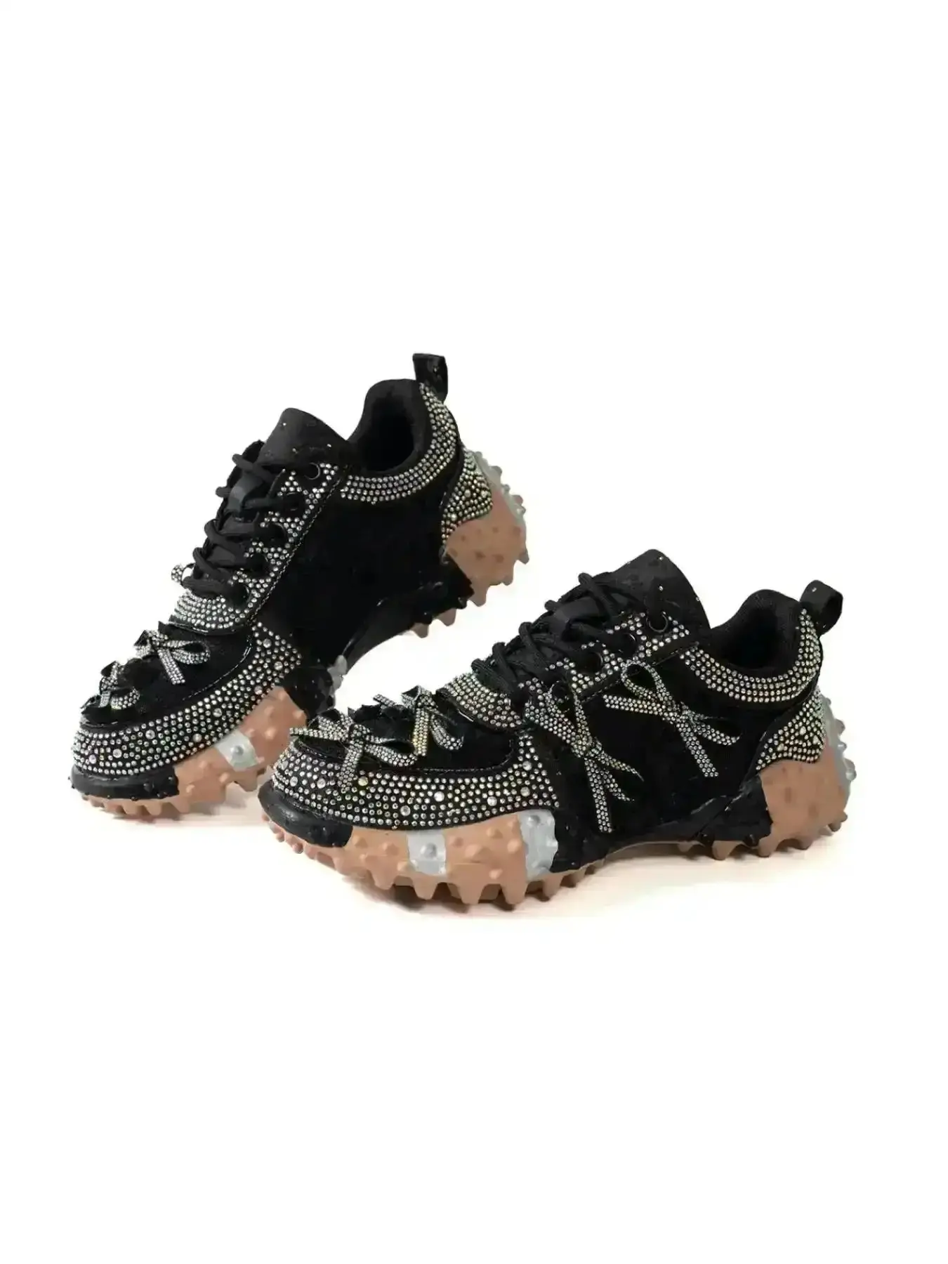 2026 New Model Sweet Cool Girl Style Crystal Lace Rose Bow Dad Shoes Thick Sole Height Boost Slimming Grip Daily Streetwear Sports Women Sneaker Trainer Footwear performance running shoe versatile sneak Trendy Sharp Look