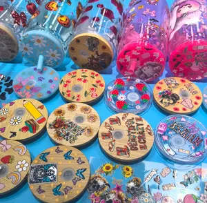 Cartoon 50pcs 16oz UV DTF Cup Lid Sticker Wraps