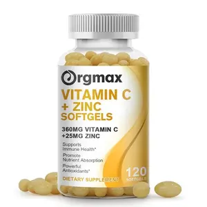 Vitamin C & Zinc Complex Supplement - Immune Support,Skin Health - 120 Softgel Bathroom Edible Fitness Dietary Healthcare