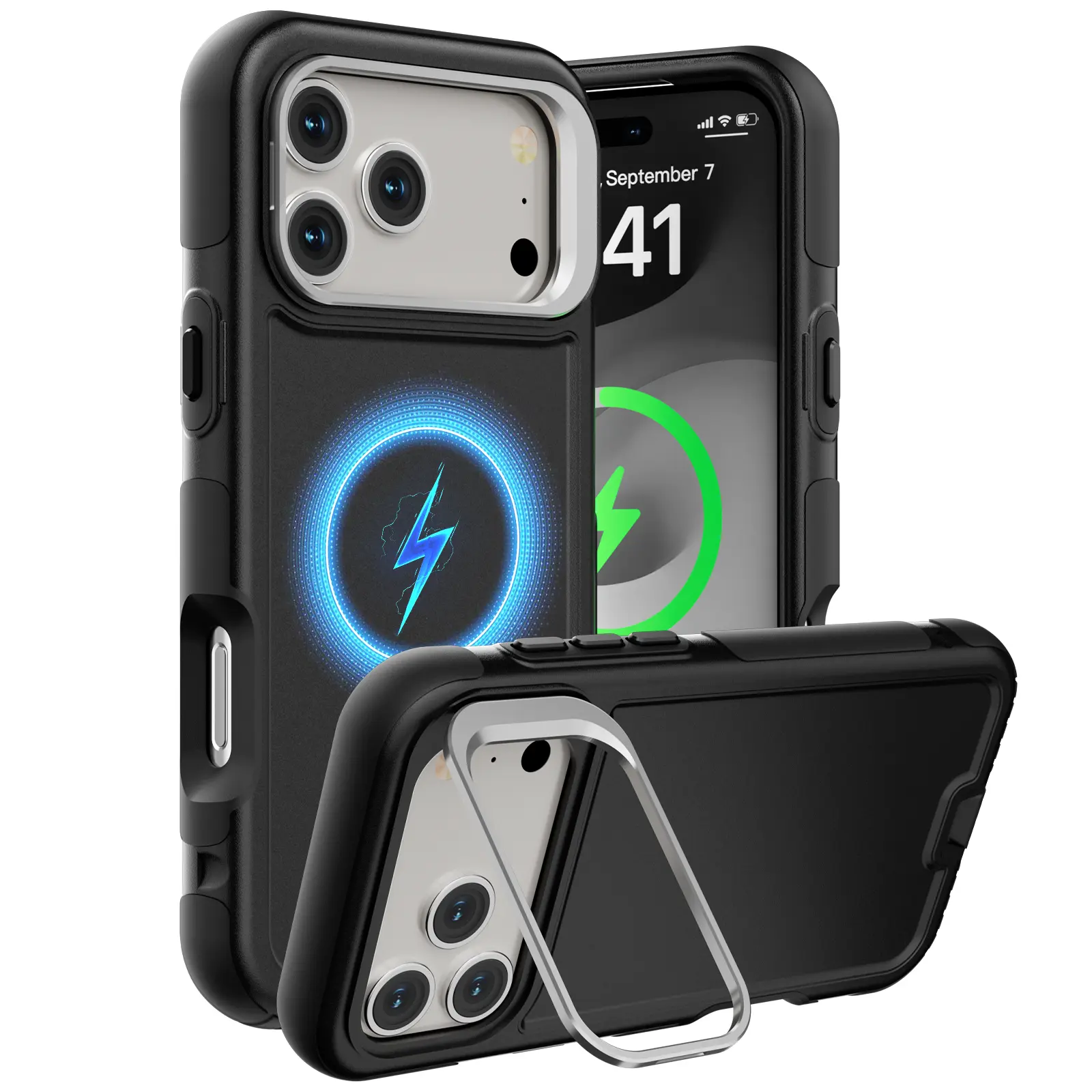 Stand Case for iPhone 17 Pro Max 17 Pro iPhone 17, Military-Grade Drop Protection, Shock-Absorbing Rugged Bumper Cover, Compatible with MagSafe, Magnetic Case Cover