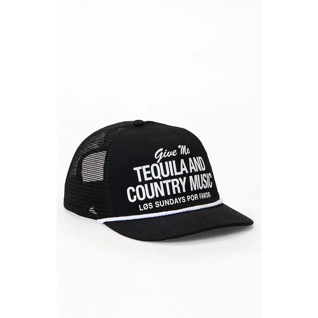 Los Sundays Men's Black Tequila and Country Music Snapback Hat
