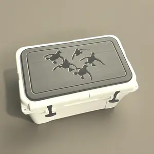 Vortex YETI Cooler Pad with Cupped Ducks Logo - Top Fits YETI Tundra, Haul,Roadie, Wheeled Cooler Lid Dark Gray/Black Mat Easy Peel Stick Application 3M Adhesive Perfect for your cooler top