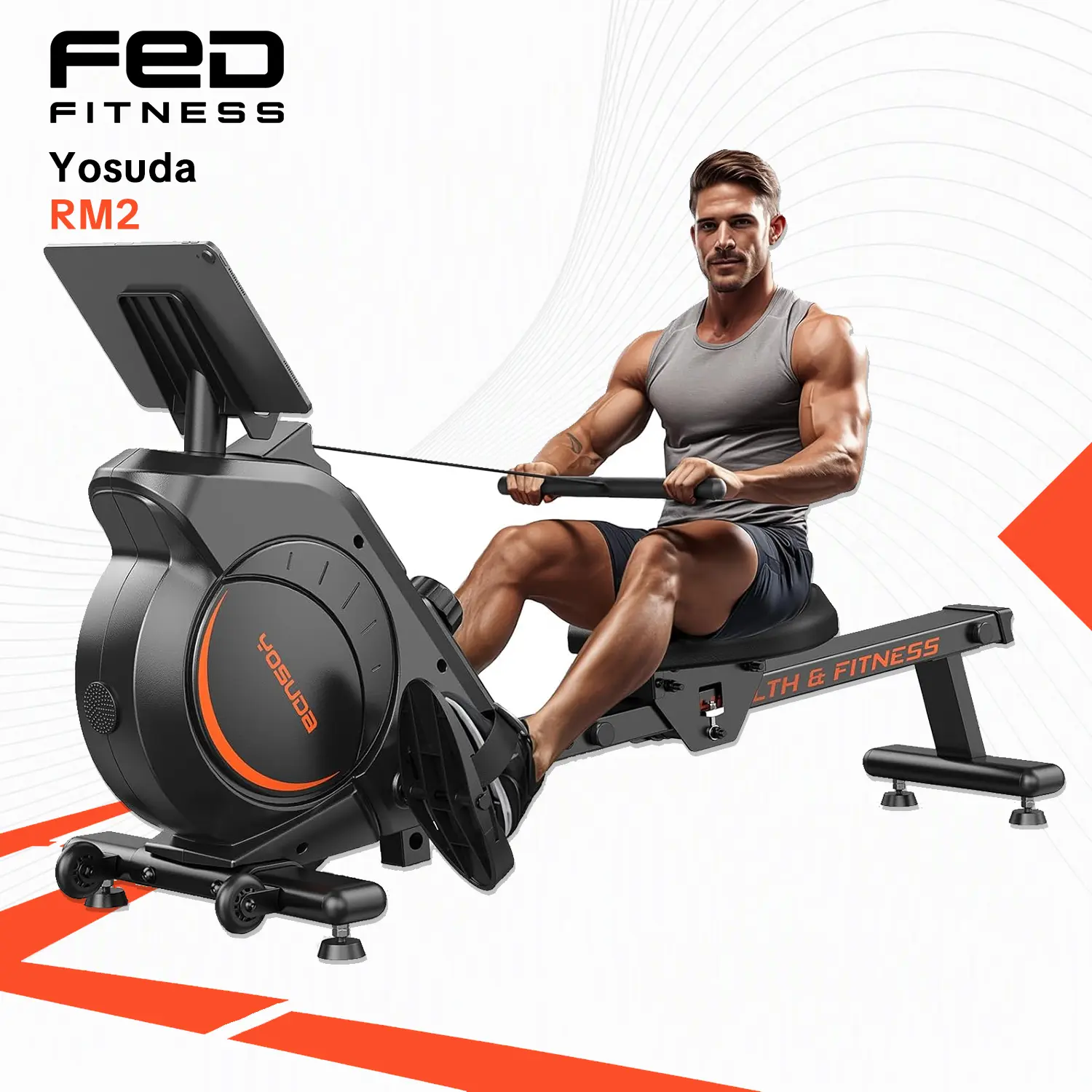 FED Fitness Yosuda Series RM2 Rowing Machine for Home - Rower Machine Use with Bluetooth, App Supported, Rowing Machine for Beginners to Athletes, Comfortable Seat Cushion【live only】