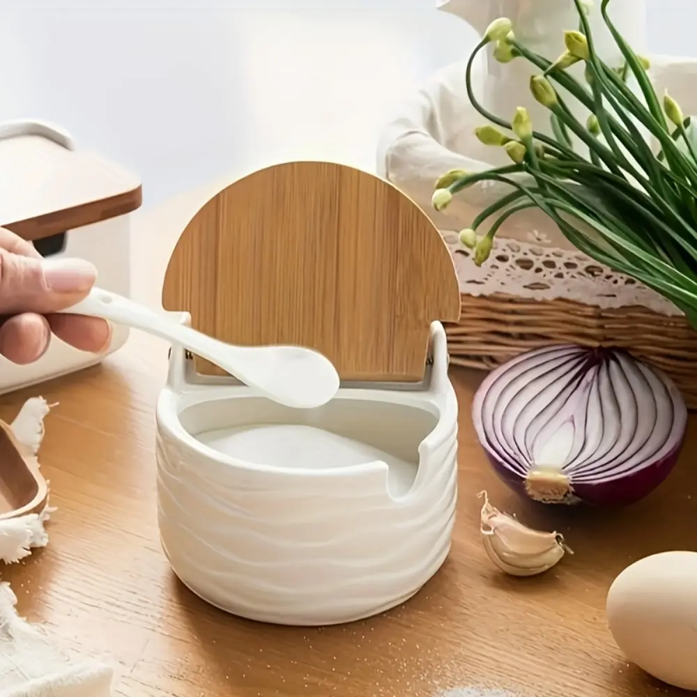1pc White Ceramic Spice Dispenser, Flip-top Seasoning Jar, Condiment Storage Bottle, Spices Containers, Salt Pepper Shakers, Suitable for Kitchen and Restaurant Salt, Sugar, and Spice Storage Containers, Kitchenware, Kitchen Gadgets, Home